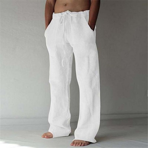 Men linen pants - pants, elastic