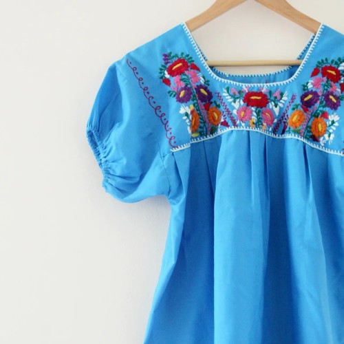 Blue embroidered floral - embroidered,