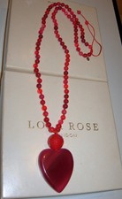 LOLA ROSE BELINDA LONG RED ADJUSTABLE LOVE HEART PENDANT NECKLACE NIKKI & ME QVC