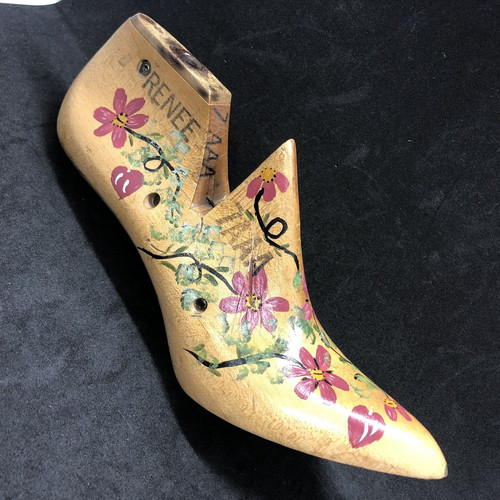 Vtg hand painted - wooden, shoe