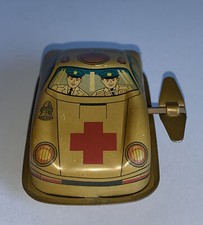 COLLECTIBLE TIN RUSS BERRIE WIND UP AMBULANCE TOY CAR WORKS Vintage