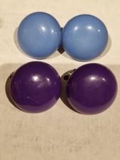 Two Pairs Of Earrings Hand Made Purple + Light Blue Clip-ons 20mm