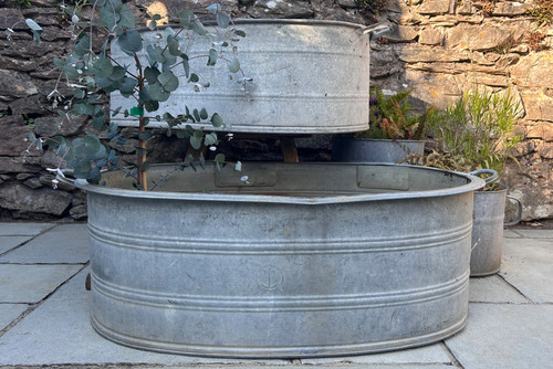 Reclaimed galvanised oval - galvanised, bath