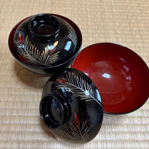 Lidded zoni soup lacquer bowls - zoni,