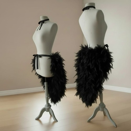 Black feather bustle - black, skirt