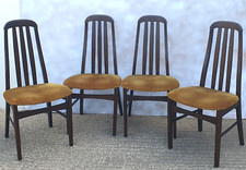 Set Of 4 High Backed Danish Style  Mid Century Dining Chairs