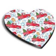 1x Heart Fridge MDF Magnet Red