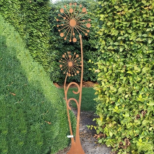 Garden stake iron rusty finish - stake,
