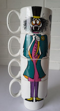 ORIGINAL RETRO ELAYNE FALLON STAFFORDSHIRE POTTERIES SET OF FOUR STACKING MUGS