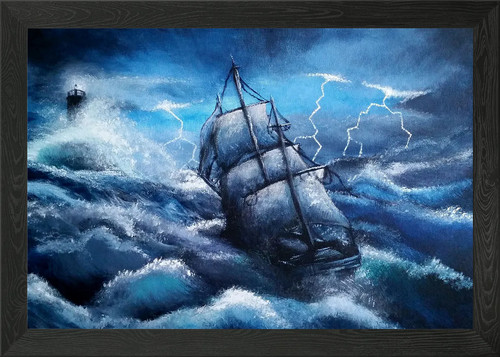 Ship storm framed wall - framed, art