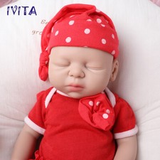 IVITA 15'' Full Body Silicone Reborn Baby Girl Doll Eyes Closed Sleeping Baby