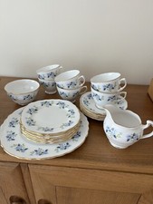 Royal Vale Blue Floral Bone China Tea Set