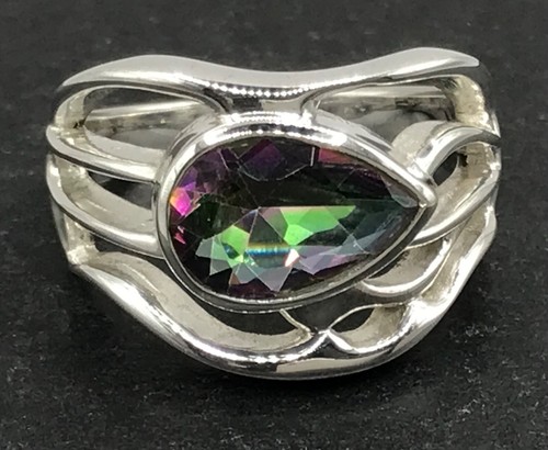 Mystic topaz pear ring - pear, solid