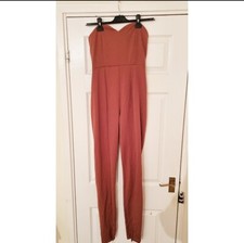 New Asos  Size 10 Tall Bandeau Split Leg Unitard/Jumpsuit In Brown RRP £20