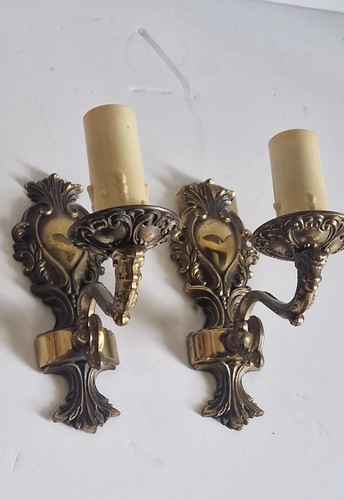 Pair vintage cast brass - pair,