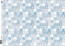 Embossed Antique Blue Mediterranean Wall/ Floor Tiles Card for 12th Scale Dol...