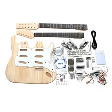 DIY ST Double-Neck Guitar Kit | Paulownia Body | Ebony Fingerboard | White Pick