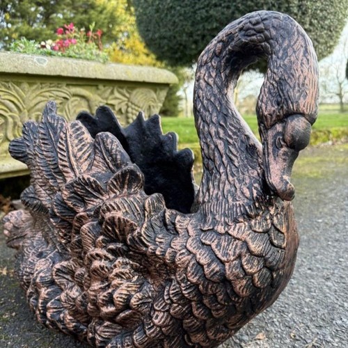 Bronze swan planter outdoor - bronze,
