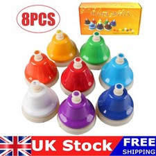 8x Rainbow Music Bells Set -Handbells Press Musical Instrument Toy Gift for Kids