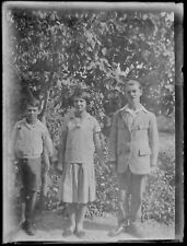 Antique Black And White Photo Glass Plate Negative 9X12 CM Family