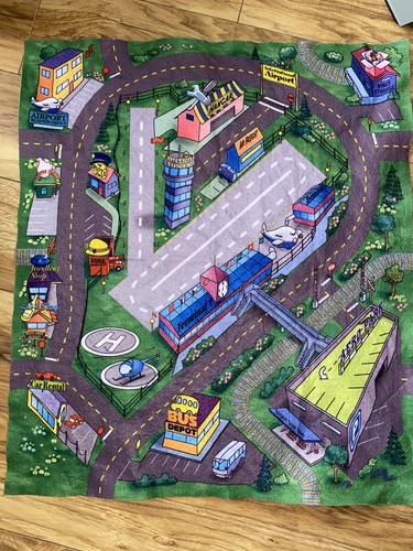 Kids town road map rug - town, play