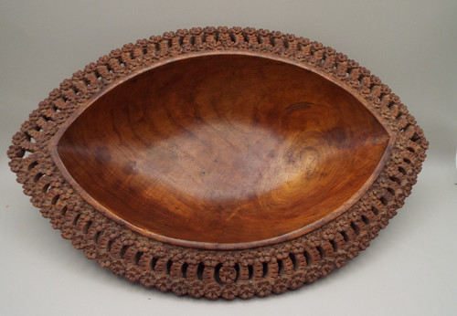 Carved wood oval - wood,