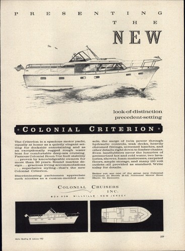 1962 paper colonial cruiser - 1962, ad
