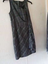 NEXT Ladies Grey Plaid Tartan Check Checked Pinafore Dress  Size 10
