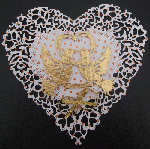 Heart and love birds gold - and,