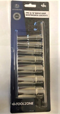 Toolzone ELITE 7Pc 3/8 Drive Whitworth / BSW Deep Sockets Set 12 Point SS019 BSF