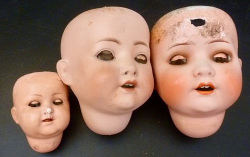 Antique doll heads - doll, heads,