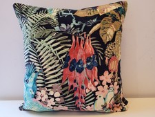 Linwood Omega Oriental Rainforest Rabble Velvet Neon  & Blue Cushion Cover C