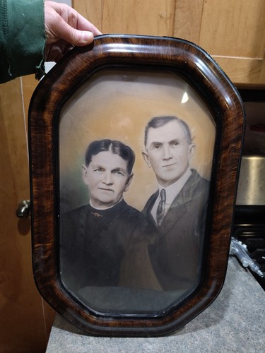 Vintage wood framed oval - wood,
