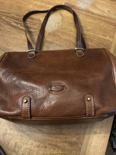 Brown leather shoulder bag - leather,