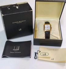 GENUINE ALFRED DUNHILL 30MM DATE WATCH TANK GOLD PLATED LONDON QUARTZ DRESS BOX