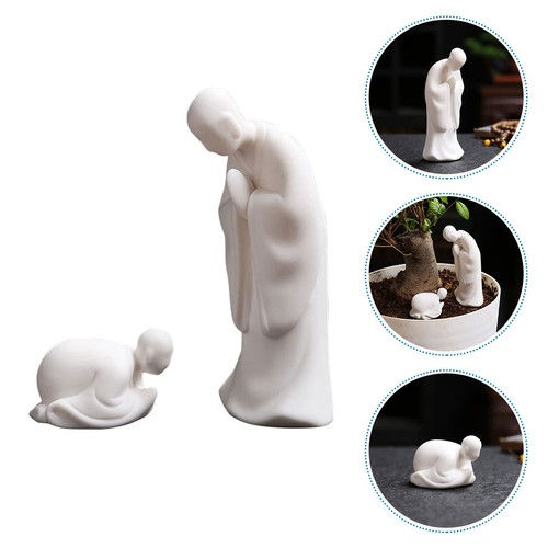 Pair monk statue decor - of,