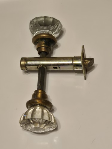 Vintage glass door knob set - set, w/