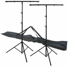 2 x UKDJ 3 Section T Bar Lighting Stand High Quality Light Weight DJ T-Bar + Bag