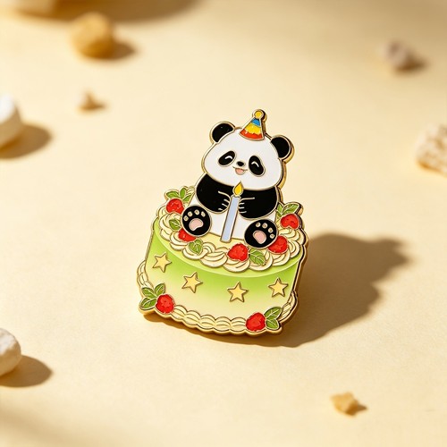Cute panda cake enamel - cake, pin