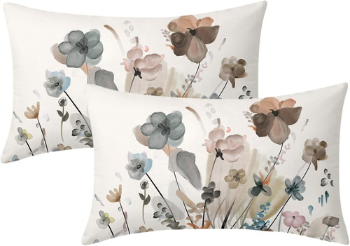 Teal brown cream - grey, floral