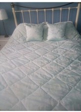 Dorma Quilted Bedspread And Two Cushions In Duck Egg Blue