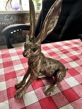 Frith Sculpture  - Ted Hare Alarmed Bronzed Hare Sculpture By Thomas Meadows