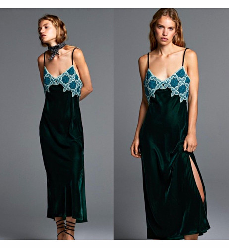 Zara velvet crochet maxi - +,