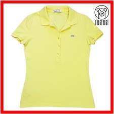 Lacoste Womens Polo Shirt Size 34 Small S Slim Fit Five-button Yellow Cotton