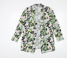 Michele Hope Womens Multicoloured V-Neck Floral Polyester Cardigan Jumper Size 1