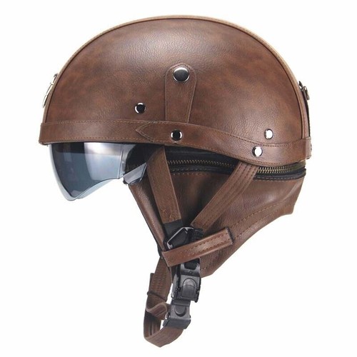 Leather open face - open,
