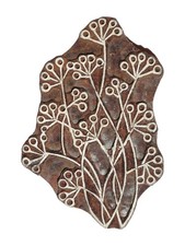 Floral Seedhead Shaped 7x10.3 cm Indian Hand Carved Wooden Printing Block Stamp