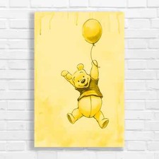 Whimsical Winnie the Pooh Balloon Yellow Canvas Print Large Picture Wall Art