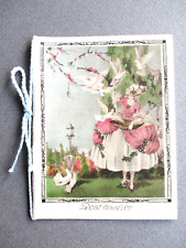 Vintage Christmas Greetings Card 1920s Crinoline Lady White Doves Art Deco