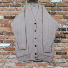 Vintage Women's Knitted Pure Wool Aran Cable Knit Jumper 8/10